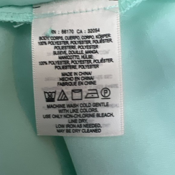 HD In Paris Sheer Sleeve Ruffle Collar Back Button Blouse Top Mint Green Size 2 - Picture 11 of 12